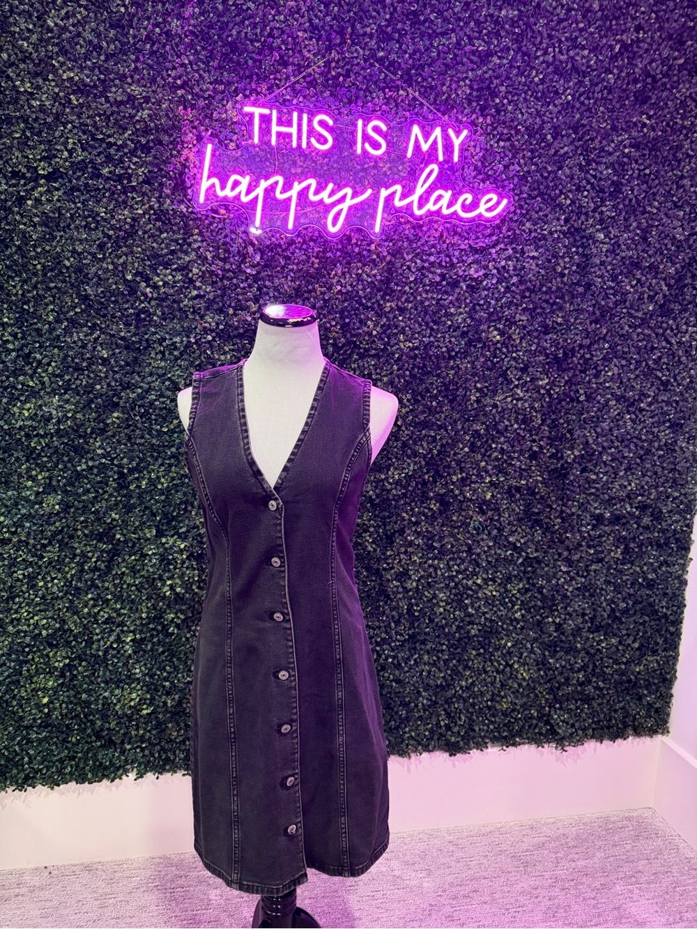 Abercrombie and Firch Washed Black Button-Front Sleeveless Dress